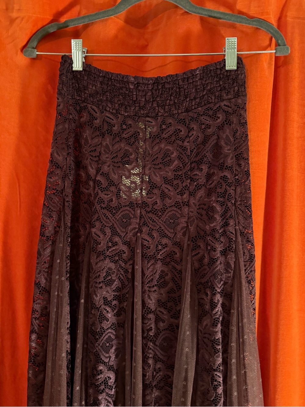 Free people Lace Maxi Skirt in Deep Burgundy purple